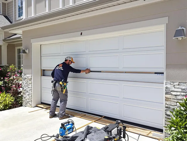 Southington Garage Door Repair team performing complete garage door replacement at Southington residence