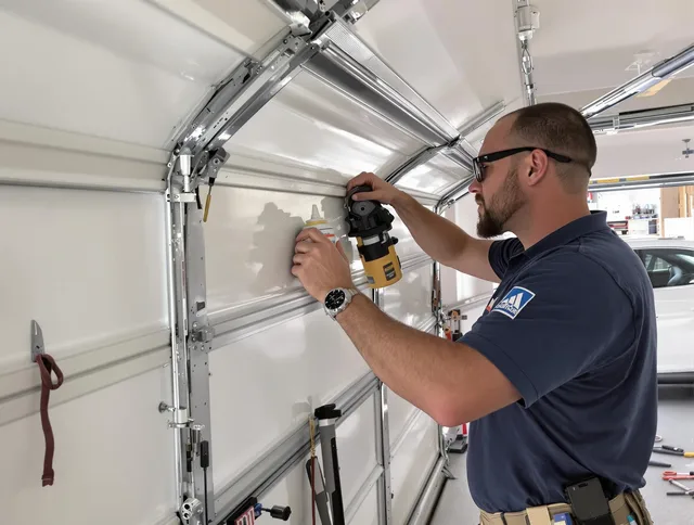 Southington Garage Door Repair technician quieting a noisy garage door in Southington