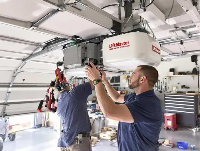 Southington Garage Door Repair technician performing advanced diagnostics on garage opener in Southington