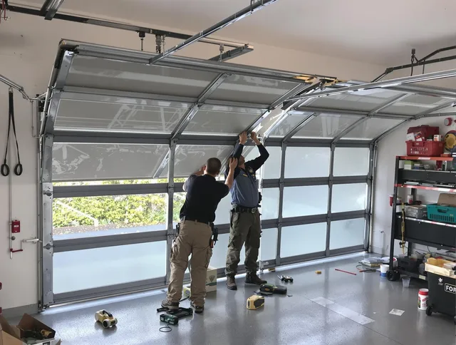 Southington Garage Door Repair expert performing precise panel replacement on Southington garage door